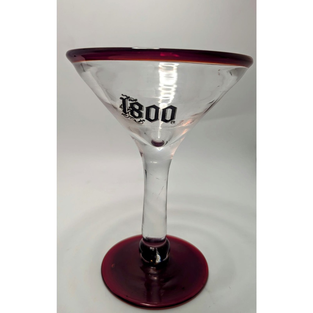 Vintage Jose Cuervo 1800 Tequila Red Margarita Martini Glass Hand Blown RARE